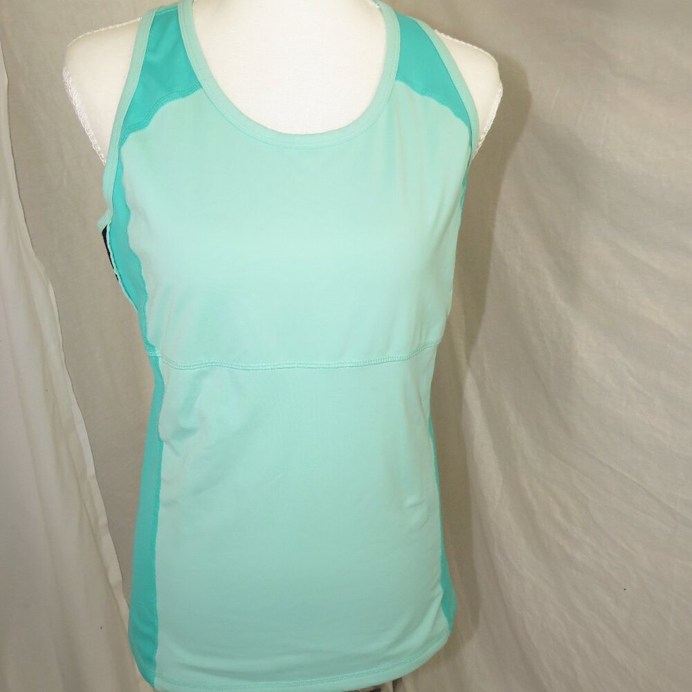LANDS' END Colorblock Athletic Tank | Mint Aqua Performance Top | Size M